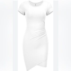 Elegant White Ruched Dress